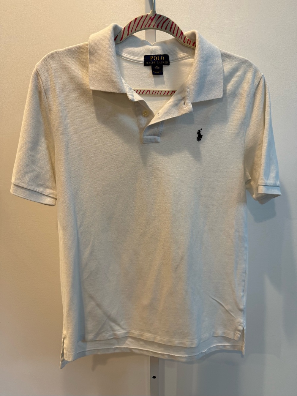 Polo by Ralph Lauren White Polo Shirt with Navy Pony Boys Size XL